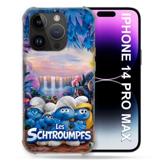Coque Renforcée Pour Iphone 14 Pro Plus Schtroumpfs Forêt