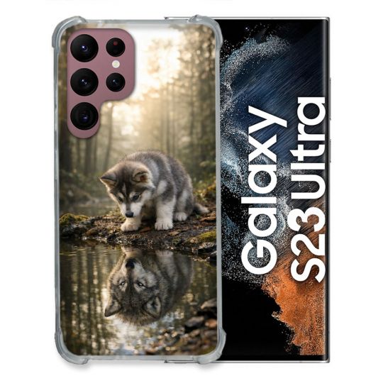 Coque Renforcée Pour Samsung Galaxy S23 Ultra Animal Loup Reflet