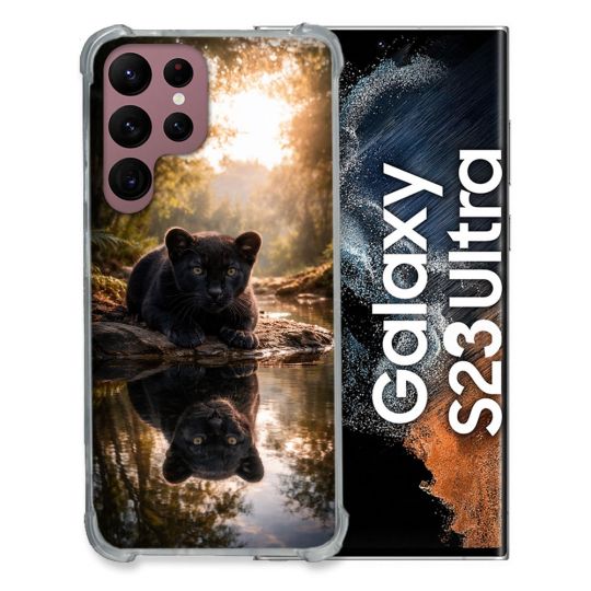 Coque Renforcée Pour Samsung Galaxy S23 Ultra Animal Panthère Reflet