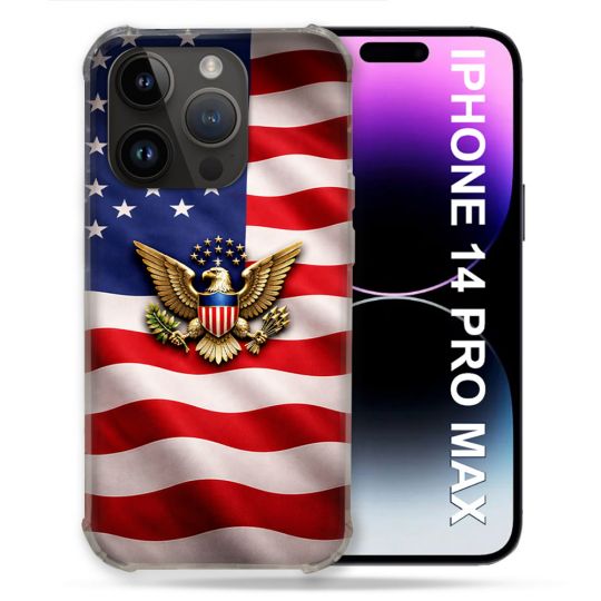 Coque Renforcée Pour Iphone 14 Pro Plus Voyage Drapeau USA Etats Unis