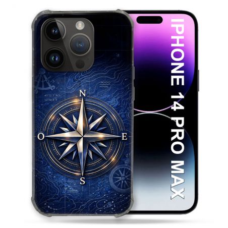 Coque Renforcée Pour Iphone 14 Pro Plus Voyage Rose des Vents Marine