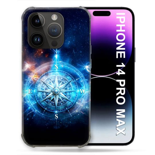 Coque Renforcée Pour Iphone 14 Pro Plus Voyage Rose des Vents Stellaire