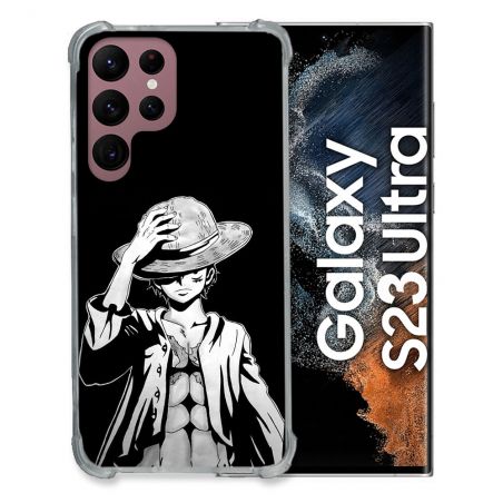 Coque Renforcée Pour Samsung Galaxy S23 Ultra Manga One Piece Luffy Noir
