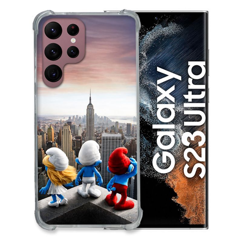 Coque Renforcée Pour Samsung Galaxy S23 Ultra Schtroumpfs New York