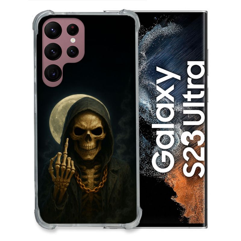Coque Renforcée Pour Samsung Galaxy S23 Ultra Tete de Mort Doigt 2026