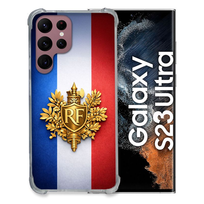 Coque Renforcée Pour Samsung Galaxy S23 Ultra Voyage Drapeau France