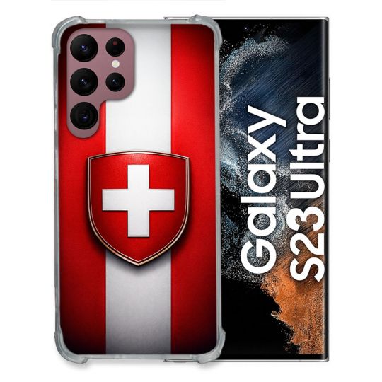 Coque Renforcée Pour Samsung Galaxy S23 Ultra Voyage Drapeau Suisse