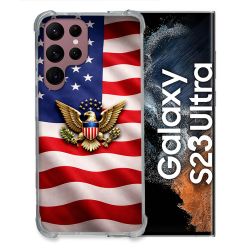 Coque Renforcée Pour Samsung Galaxy S23 Ultra Voyage Drapeau USA Etats Unis