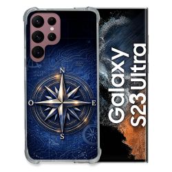 Coque Renforcée Pour Samsung Galaxy S23 Ultra Voyage Rose des Vents Marine