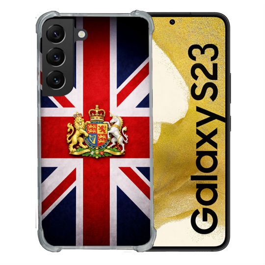 Coque Renforcée Pour Samsung Galaxy S23 Voyage Drapeau Grande Bretagne UK