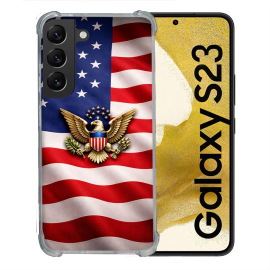 Coque Renforcée Pour Samsung Galaxy S23 Voyage Drapeau USA Etats Unis