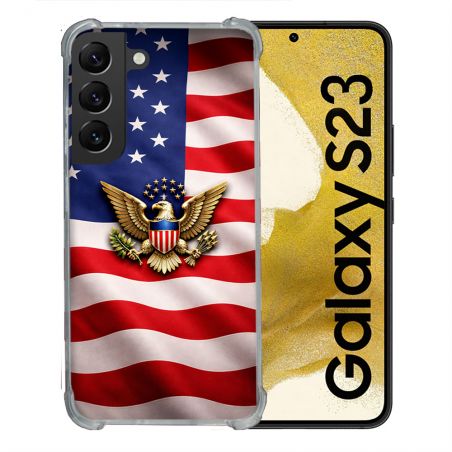 Coque Renforcée Pour Samsung Galaxy S23 Voyage Drapeau USA Etats Unis