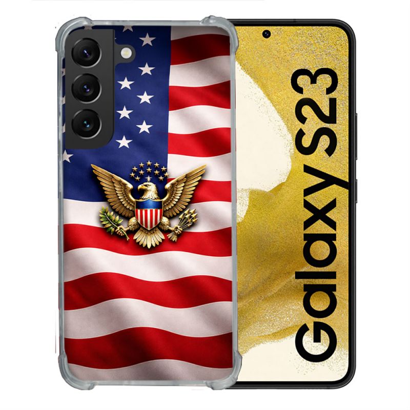 Coque Renforcée Pour Samsung Galaxy S23 Voyage Drapeau USA Etats Unis