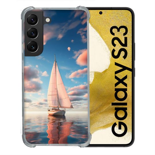 Coque Renforcée Pour Samsung Galaxy S23 Voyage Voilier Reflet