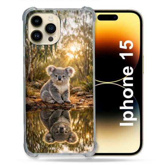 Coque Renforcée Pour Iphone 15 Animal Koala Reflet