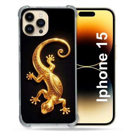 Coque Renforcée Pour Iphone 15 Animal Lezard Noir 2026