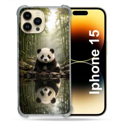 Coque Renforcée Pour Iphone 15 Animal Panda Reflet