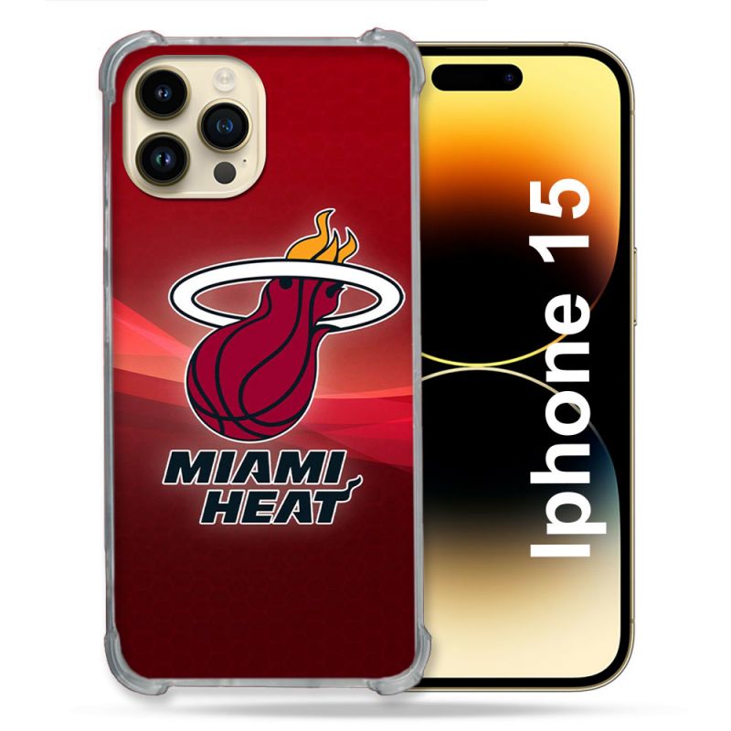Coque Renforcée Pour Iphone 15 Basket Miami Heat