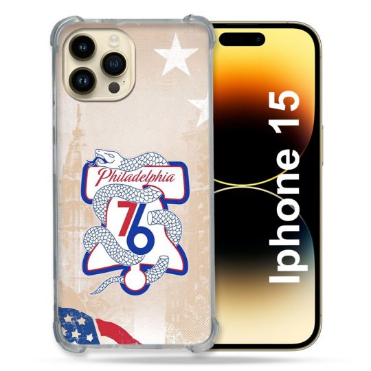 Coque Renforcée Pour Iphone 15 Basket Philadelphia 76ers