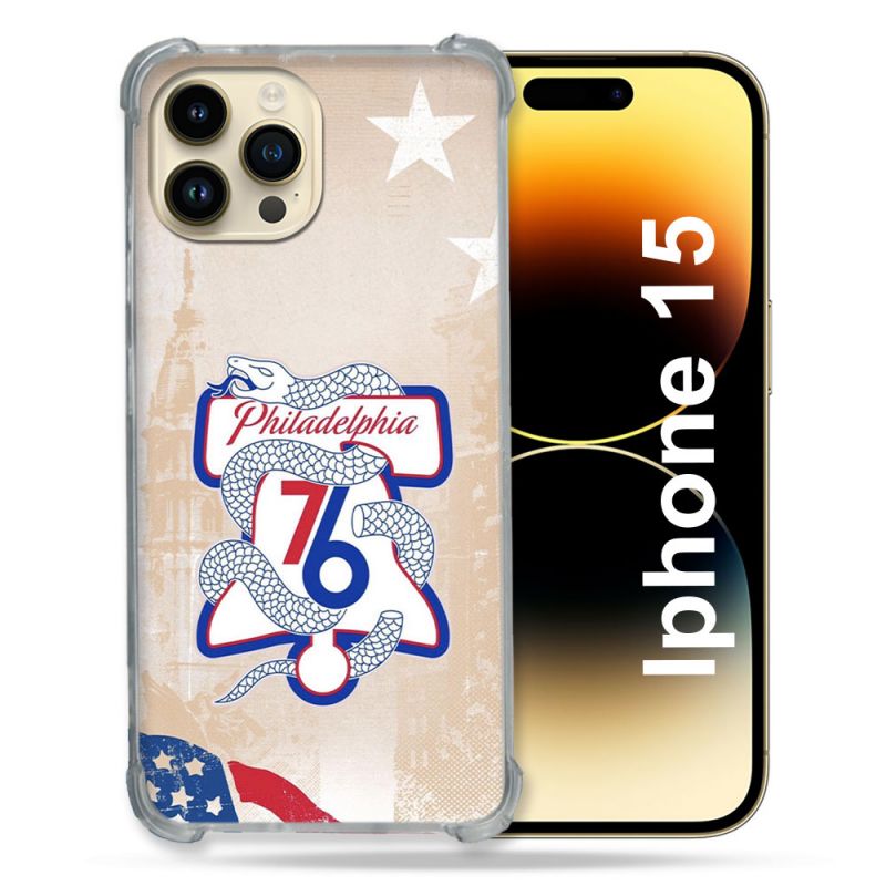 Coque Renforcée Pour Iphone 15 Basket Philadelphia 76ers