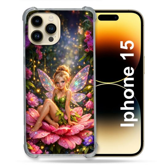 Coque Renforcée Pour Iphone 15 Fantastique Fee Fleur