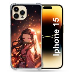 Coque Renforcée Pour Iphone 15 Manga Demon Slayer Nezuko Rose