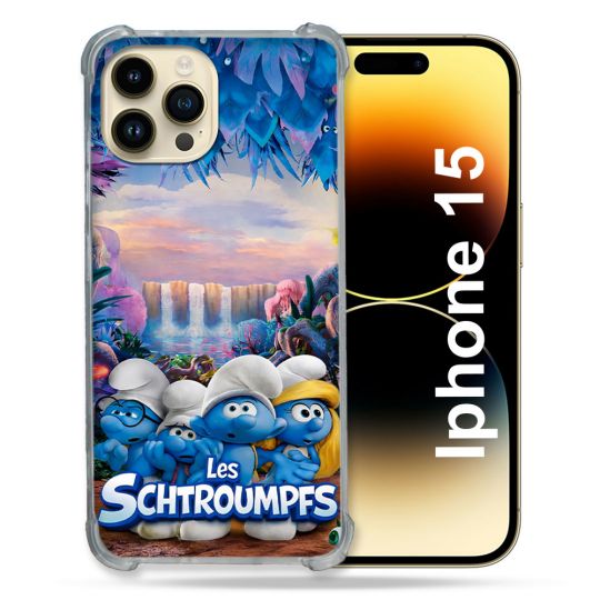 Coque Renforcée Pour Iphone 15 Schtroumpfs Forêt