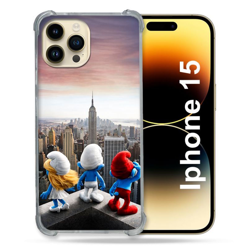 Coque Renforcée Pour Iphone 15 Schtroumpfs New York