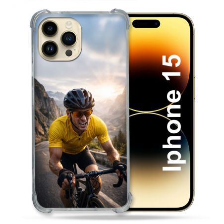 Coque Renforcée Pour Iphone 15 Sport Cyclisme Maillot Jaune