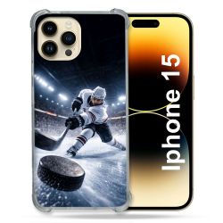 Coque Renforcée Pour Iphone 15 Sport Hockey sur Glace