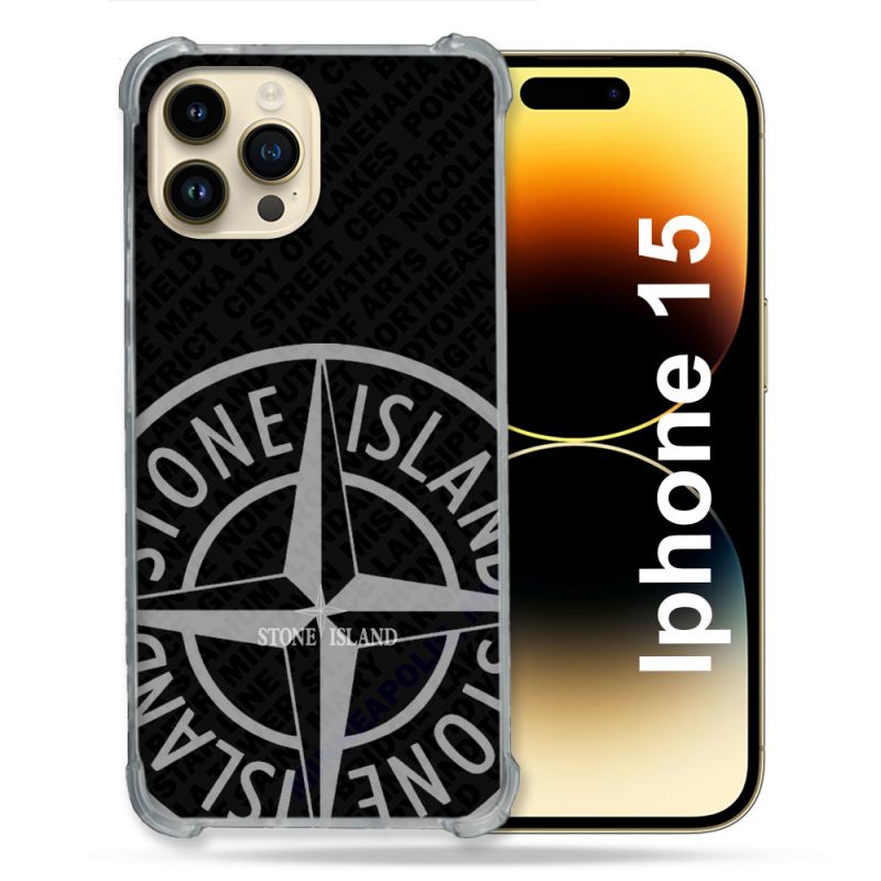Coque Renforcée Pour Iphone 15 Stone Island Gris