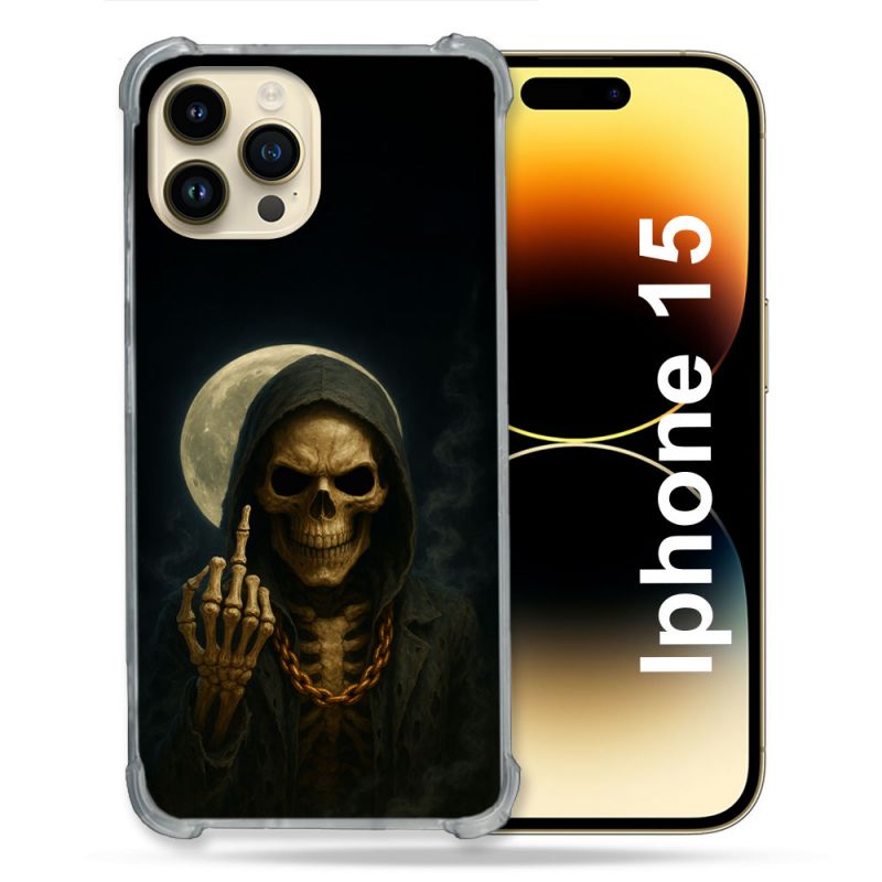 Coque Renforcée Pour Iphone 15 Tete de Mort Doigt 2026