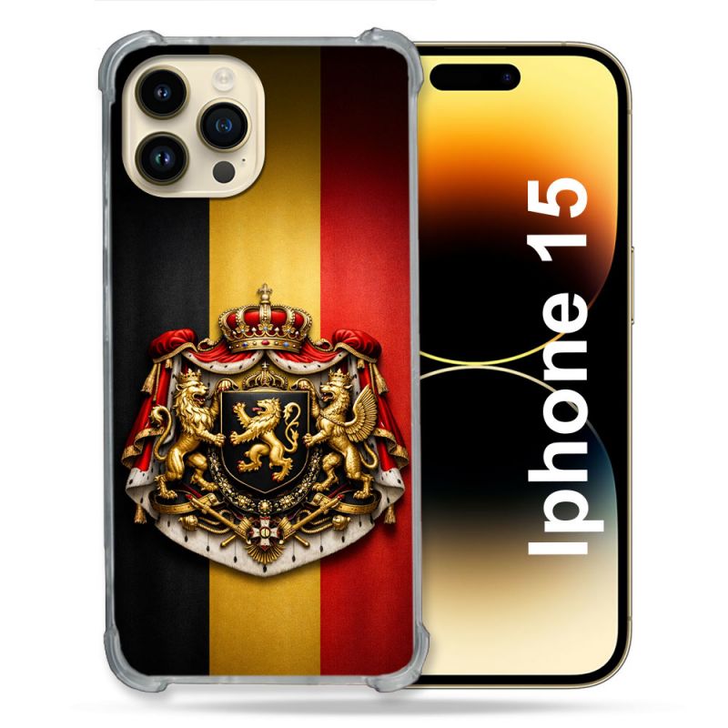 Coque Renforcée Pour Iphone 15 Voyage Drapeau Belgique
