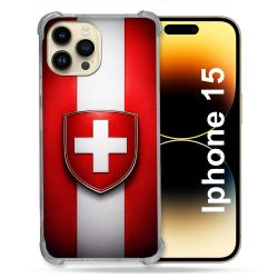 Coque Renforcée Pour Iphone 15 Voyage Drapeau Suisse
