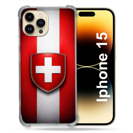 Coque Renforcée Pour Iphone 15 Voyage Drapeau Suisse
