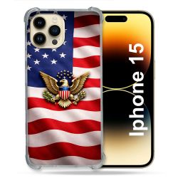 Coque Renforcée Pour Iphone 15 Voyage Drapeau USA Etats Unis
