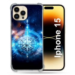 Coque Renforcée Pour Iphone 15 Voyage Rose des Vents Stellaire