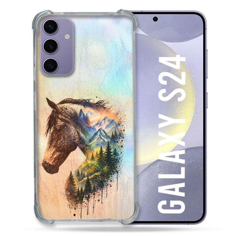 Coque Renforcée Pour Samsung Galaxy S24 Animal Cheval Montagne