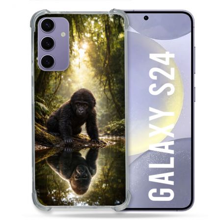 Coque Renforcée Pour Samsung Galaxy S24 Animal Gorille Reflet