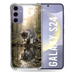 Coque Renforcée Pour Samsung Galaxy S24 Animal Loup Reflet