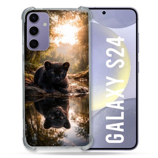 Coque Renforcée Pour Samsung Galaxy S24 Animal Panthère Reflet
