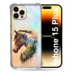 Coque Renforcée Pour Iphone 15 Plus Animal Cheval Montagne