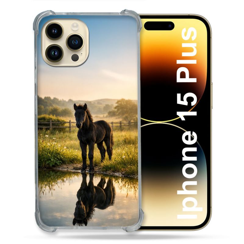 Coque Renforcée Pour Iphone 15 Plus Animal Cheval Reflet