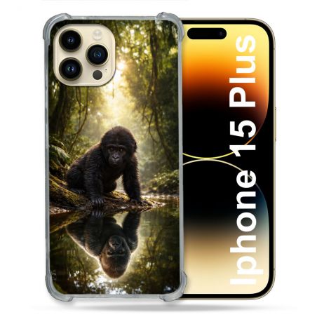 Coque Renforcée Pour Iphone 15 Plus Animal Gorille Reflet