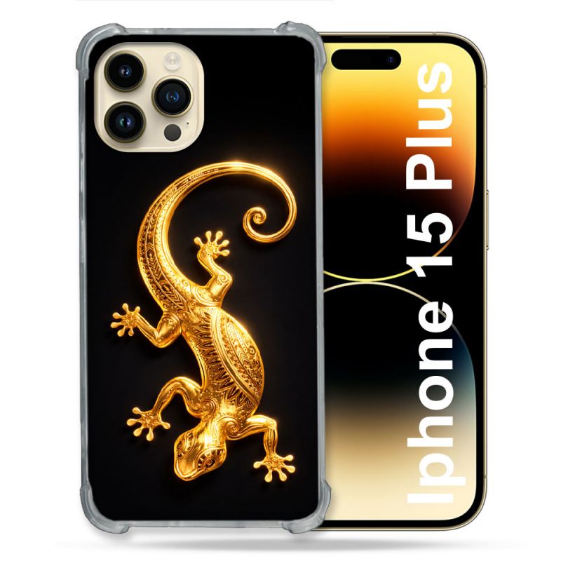 Coque Renforcée Pour Iphone 15 Plus Animal Lezard Noir 2026