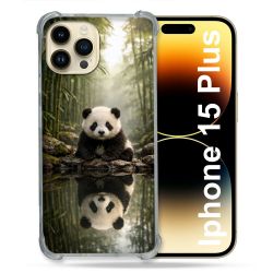 Coque Renforcée Pour Iphone 15 Plus Animal Panda Reflet