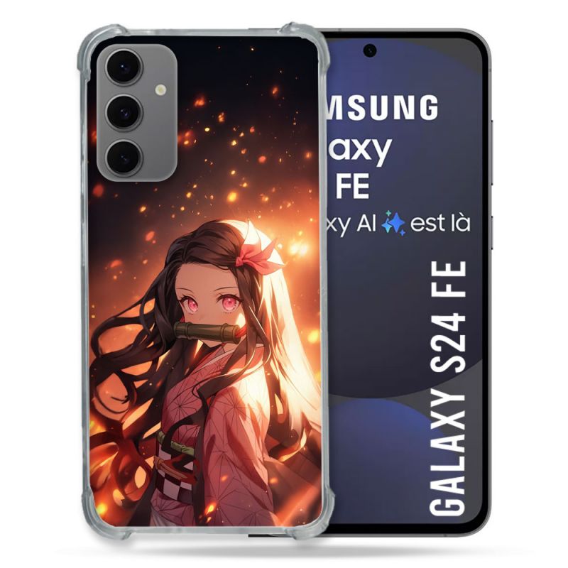 Coque Renforcée Pour Samsung Galaxy S24 FE Manga Demon Slayer Nezuko Rose