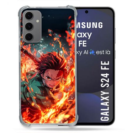 Coque Renforcée Pour Samsung Galaxy S24 FE Manga Demon Slayer Tanjiro Feu