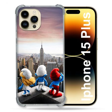 Coque Renforcée Pour Iphone 15 Plus Schtroumpfs New York