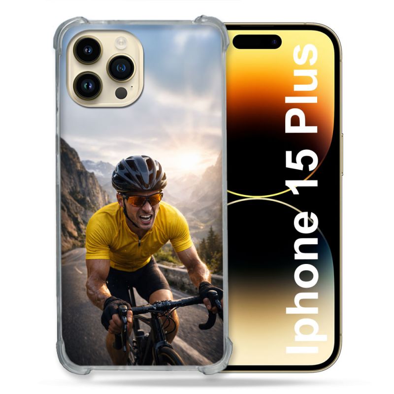 Coque Renforcée Pour Iphone 15 Plus Sport Cyclisme Maillot Jaune